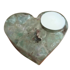 Χειροποίητο διακοσμητικό σε σχήμα καρδιάς για ρεσό από υγρό γυαλί και φθορίτη 5 * 9 εκ. - καρδιά, ρητίνη, σπίτι, διακοσμητικά, αγ. βαλεντίνου