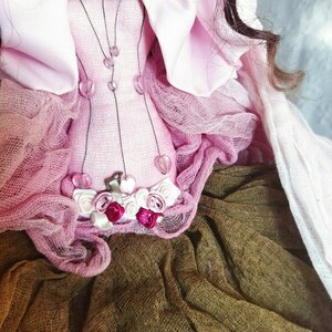 Διακοσμητική χειροποίητη Κούκλα "Τριαντάφυλλο" Ροζ, από υφάσματα και γύψο καλλιτεχνίας, ύψος 80 εκ - ύφασμα, κορίτσι, διακοσμητικά, κούκλες - 4