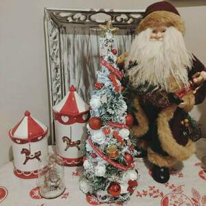 Χριστουγεννιάτικο δεντράκι με κόκκινες λεπτομέρειες - vintage, πλαστικό, διακοσμητικά, κουκουνάρι - 2