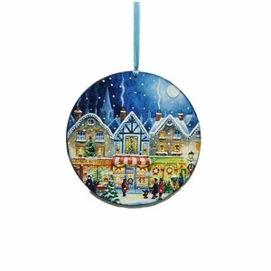 Χριστουγεννιάτικο Στολίδι 15x15 cm Χιονισμένο Χωριό - ξύλο, σπίτι, χριστουγεννιάτικα δώρα, στολίδια, μπάλες