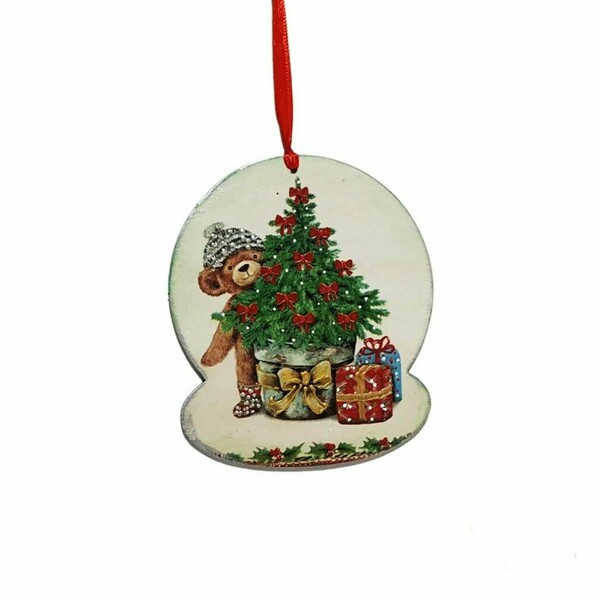 Χριστουγεννιάτικο Στολίδι 15x15 cm Αρκουδάκι - ξύλο, δώρα για παιδιά, χριστουγεννιάτικα δώρα, στολίδια, μπάλες