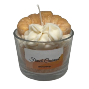 French Croissant Dessert Candle (Soy wax, Μπέζ-Άσπρο, 250ml) - αρωματικά κεριά, 100% φυτικό, soy candle, soy wax