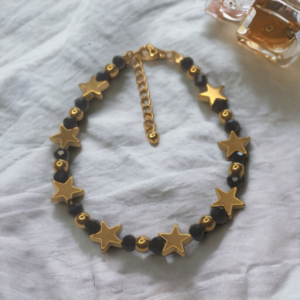 Βραχιολι Με Μαύρα Κρυσταλλα Και Αστέρια Αιματίτη - ημιπολύτιμες πέτρες, επιχρυσωμένα, χάντρες, χεριού, αυξομειούμενα - 4