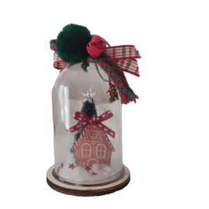 Χριστουγεννιάτικο στολίδι γούρι θόλος - gingerbread house - πλαστικό, σπίτι, στολίδια, δέντρο