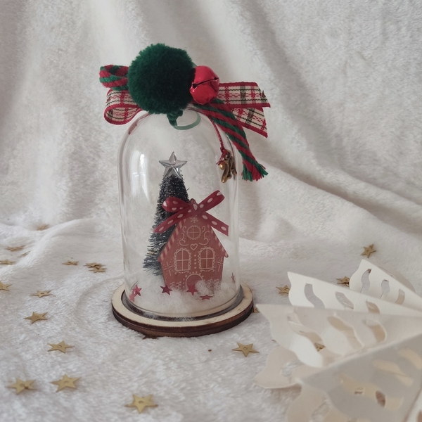Χριστουγεννιάτικο στολίδι γούρι θόλος - gingerbread house - πλαστικό, σπίτι, στολίδια, δέντρο - 2