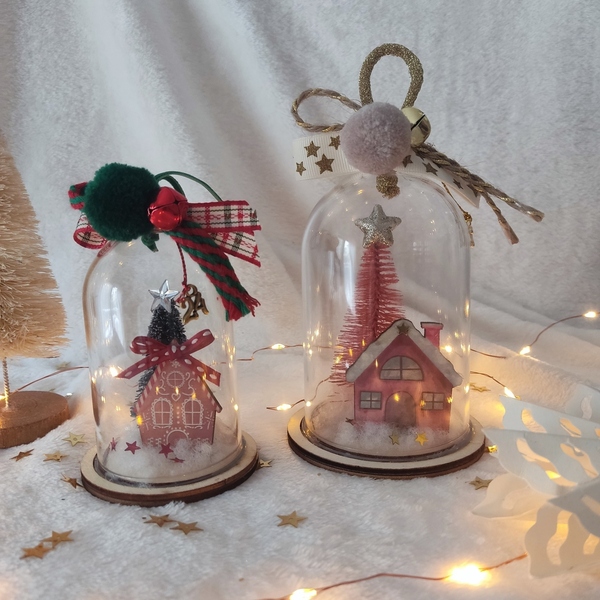 Χριστουγεννιάτικο στολίδι γούρι θόλος - gingerbread house - πλαστικό, σπίτι, στολίδια, δέντρο - 3