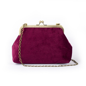 Βελούδινη τσάντα σε Μπορντώ χρώμα - ύφασμα, clutch, ώμου, βραδινές, μικρές