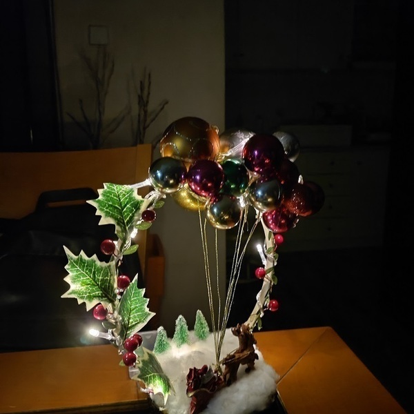Χειροποιητη Χριστουγεννιατικη ξυλινη συνθεση φωτιζομενη(με led μπαταριας) - ξύλο, στεφάνια, πηλός, διακοσμητικά, άγιος βασίλης - 4