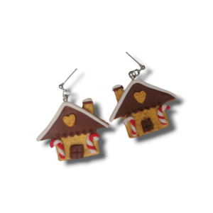 Σκουλαρίκια απο πλημερικο πηλό για τα χριστουγεννa χριστουγεννιάτικο σπίτι - πηλός, χριστουγεννιάτικα δώρα