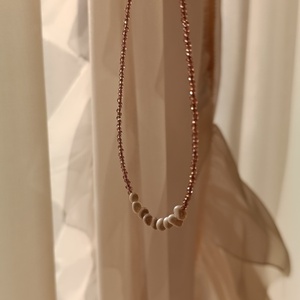 Lilac necklace - ημιπολύτιμες πέτρες, μαργαριτάρι, επιχρυσωμένα, ατσάλι - 2