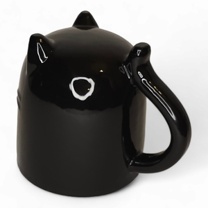 Μεγάλη ανάποδη κούπα μαύρη γάτα - πηλός, γάτα, κούπες & φλυτζάνια, κεραμική κούπα - 2