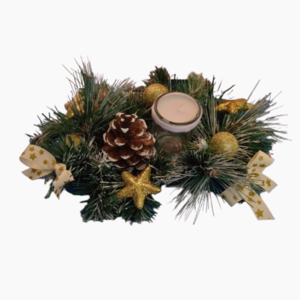 Χριστουγεννιάτικη σύνθεση με χρυσά αστέρια - vintage, γυαλί, διακοσμητικά, κουκουνάρι - 2