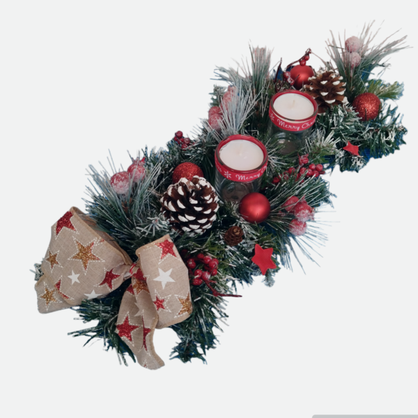 Χριστουγεννιάτικη σύνθεση με αστέρια - vintage, γυαλί, διακοσμητικά, κουκουνάρι - 2
