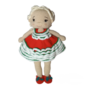 Χειροποίητο πλεκτή κούκλα Χριστίνα-40 εκ. - χειροποίητα, λούτρινα, πλεκτή, amigurumi, κούκλες