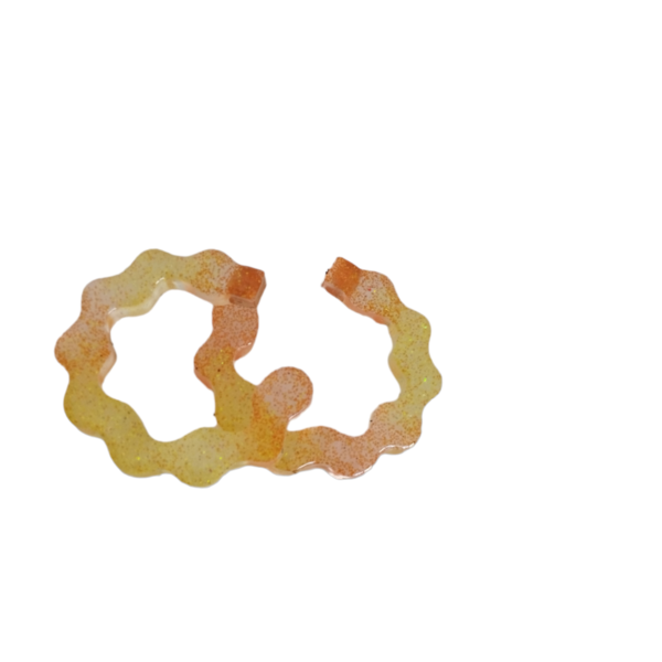 "Medousa" σκουλαρίκια καρφωτά από υγρό γυαλί σε κίτρινο -πορτοκαλι χρώμα - γυαλί, καθημερινό, καρφωτά, ατσάλι, μεγάλα - 4