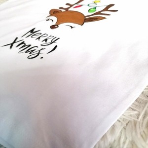 Xmas Reindeer handpainted μπλουζάκι - βαμβάκι, μακρυμάνικες - 2