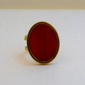 Μικρό Οβάλ δαχτυλίδι κόκκινο - επιχρυσωμένα, γεωμετρικά σχέδια, ατσάλι, αυξομειούμενα - 3