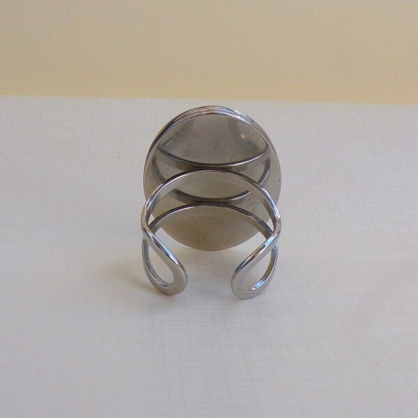 Οβάλ χειροποίητο δαχτυλίδι - γεωμετρικά σχέδια, ατσάλι, αυξομειούμενα - 4