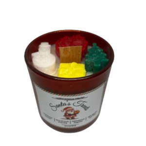 Santa's Treats Candle Limited Christmas Collection (Μελομακάρονο) (Soy wax,Άσπρο-Κόκκινο-Πράσινο-Κίτρινο, 280ml) (Christmas Candles) - αρωματικά χώρου, 100% φυτικό, soy candle, soy wax