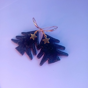 Christmas tree earrings - πηλός, ατσάλι, γάντζος