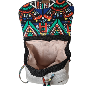 Handmade πλεκτή γυναικεία τσάντα πλατης - λευκή - νήμα, πλάτης, δερματίνη, πλεκτές τσάντες - 4