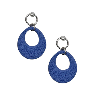 Καρφωτά σκουλαρίκια σε μπλε χρώμα και σε σχήμα δάκρυ από πολυμερικό πηλό - 4 εκ μήκος - πηλός, ατσάλι