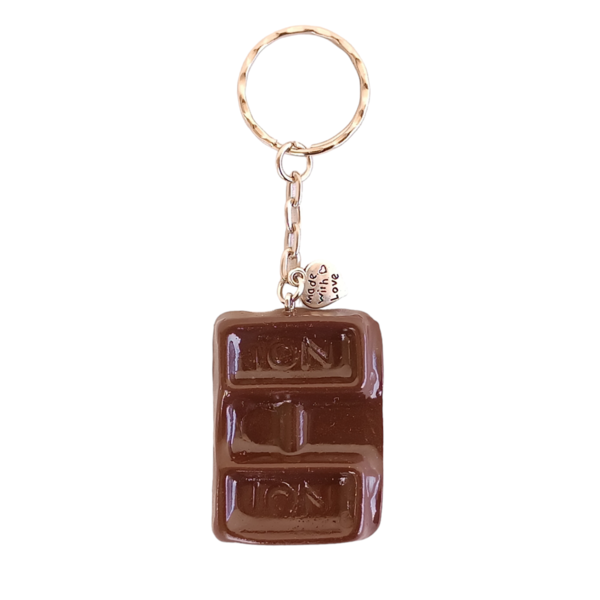 Μπρελόκ σοκολάτα σκούρη ION με πολυμερικό πηλό / μεγάλο / μεταλλικό / Twice Treasured - πηλός, γλυκά, μπρελοκ κλειδιών