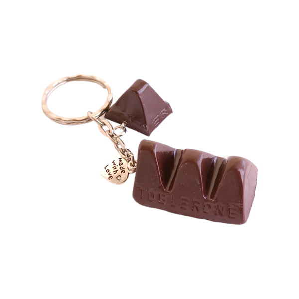 Μπρελόκ σοκολάτα Toblerone mini υγείας με πολυμερικό πηλό / μεγάλο / μεταλλικό / Twice Treasured - πηλός, γλυκά, μπρελοκ κλειδιών