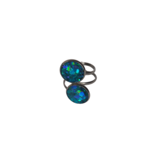 Δαχτυλίδι με ανοξείδωτο ατσάλι, 2.7cm με glitter και υγρό γυαλί - γυαλί, αυξομειούμενα - 4