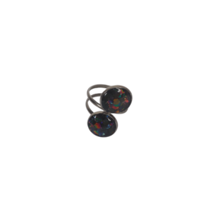 Δαχτυλίδι με ανοξείδωτο ατσάλι, 2.7cm με glitter και υγρό γυαλί - γυαλί, αυξομειούμενα - 5