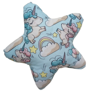 Μαξιλάρι αστέρι σε βεραμάν χρώμα με μονόκερους ( 28 χ 28 εκ.) - κορίτσι, αστέρι, δώρο, δώρα για παιδιά, μονόκερος