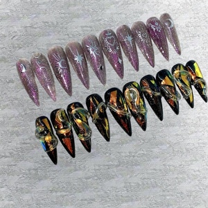 RTS - Press On Nails Long Stiletto - Size Small - DUO 1- Ready To Ship - μακιγιάζ και νύχια - 3