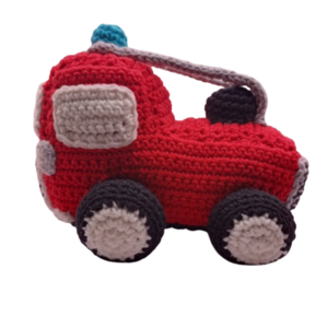 πλεκτό πυροσβεστικό όχημα με σκάλα, 16 εκ. , νήμα βαμβακερό - αγόρι, customized, λούτρινα, δώρα για παιδιά, amigurumi - 3