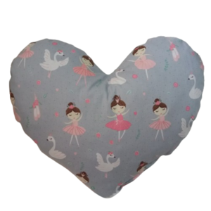 Μαξιλάρι καρδιά με μπαλαρίνες και κύκνους ( 36 χ 30 εκ.) - καρδιά, κορίτσι, δώρο, μπαλαρίνα, δώρα για παιδιά
