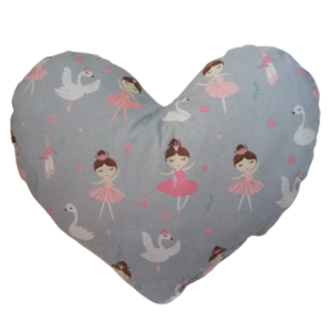 Μαξιλάρι καρδιά με μπαλαρίνες και κύκνους ( 36 χ 30 εκ.) - καρδιά, κορίτσι, δώρο, μπαλαρίνα, δώρα για παιδιά - 4