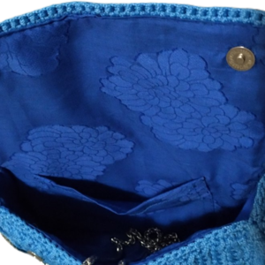 Γυναικεία Τσάντα Ωμου -Πλεκτή Χειροποίητη με αλυσίδα , σε μπλε χρώμα από νήμα . Ιδανική ιδέα για δώρο - νήμα, clutch, ώμου, all day, πλεκτές τσάντες - 2