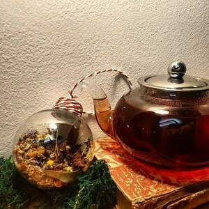 Χριστουγεννιάτικο τσάι σε γούρι μπαλα 8cm - ξύλο, πλαστικό, γούρια - 2