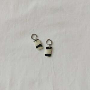 Zebra Earrings mini hoops - πηλός, μικρά - 3