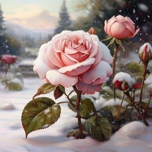 Αφίσα - Poster 21x30εκ. PInk Roses in the winter 2 - αφίσες