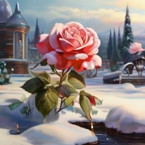 Αφίσα - Poster 21x30εκ. Pink Rose in the Winter - αφίσες