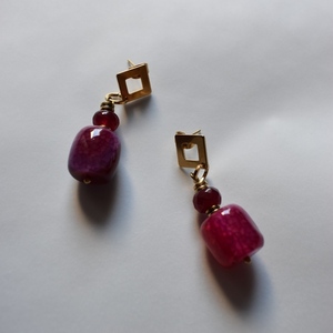Lila Earrings - ημιπολύτιμες πέτρες, μακριά, ατσάλι, boho, μεγάλα - 3