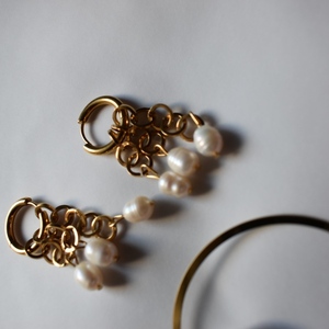 Glam Pearls Necklace and Earrings - ημιπολύτιμες πέτρες, ατσάλι, σετ κοσμημάτων - 2