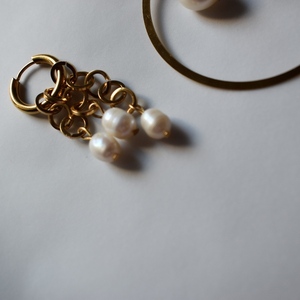 Glam Pearls Necklace and Earrings - ημιπολύτιμες πέτρες, ατσάλι, σετ κοσμημάτων - 5