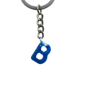 χειροποίητο μονόγραμμα μπρελόκ σε γαλάζιο με άσπρο από υγρό γυαλί 2cm x 2cm - ρητίνη, δωράκι, μονογράμματα, σπιτιού, μπρελοκ κλειδιών
