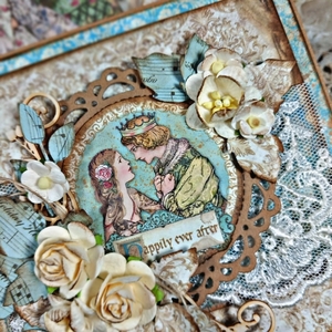 Ρομαντική ευχετήρια κάρτα παραμυθένια με λουλούδια - γάμος, επέτειος, δωρο για επέτειο - 4