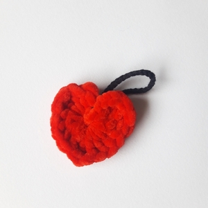 Μπρελόκ καρδιά βελούδινη 5×5 εκ. - καρδιά, βαμβακερό νήμα, αυτοκινήτου, μπρελοκ κλειδιών