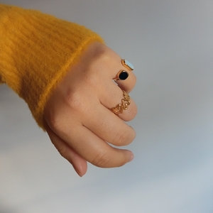 Γυναικείο δαχτυλίδι χρυσό με χρωματιστό σμαλτο - ορείχαλκος, αυξομειούμενα - 3