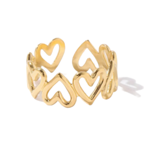 Δαχτυλίδι γυναικείο ανοξείδωτο ατσάλι χρυσό καρδιές - επιχρυσωμένα, καρδιά, ατσάλι, αυξομειούμενα