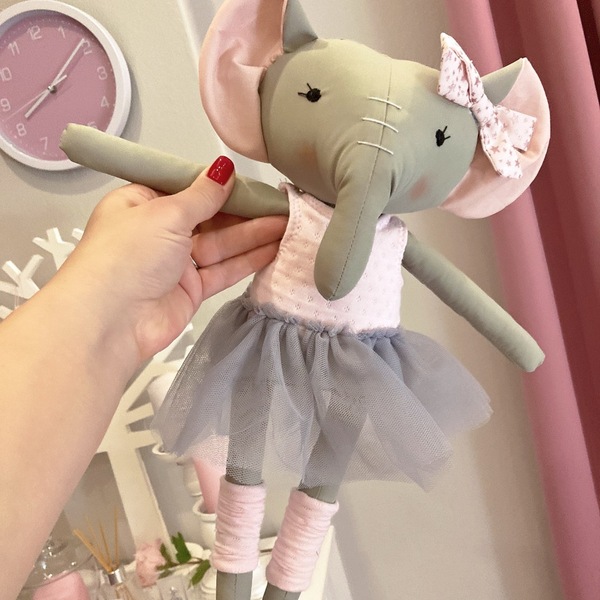 Κούκλα ελεφαντίνα η «Ντίνα» - κορίτσι, λούτρινα - 3
