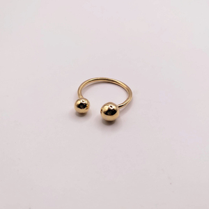 Ρυθμιζόμενο δαχτυλίδι με δύο σφαίρες (διαμέτρου 6mm και 7mm) από επιχρυσωμένο ασήμι 925. - επιχρυσωμένα, ασήμι 925, γεωμετρικά σχέδια, boho, αυξομειούμενα - 2